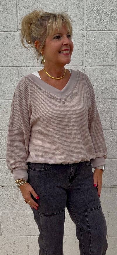 Willa Textured V-Neck Top