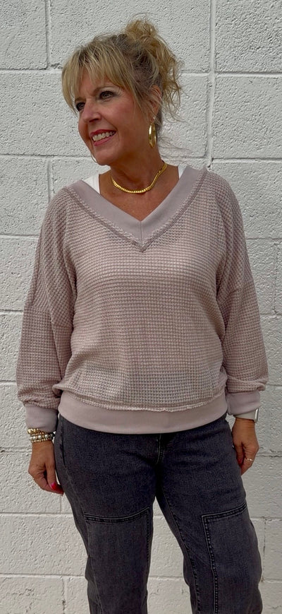 Willa Textured V-Neck Top