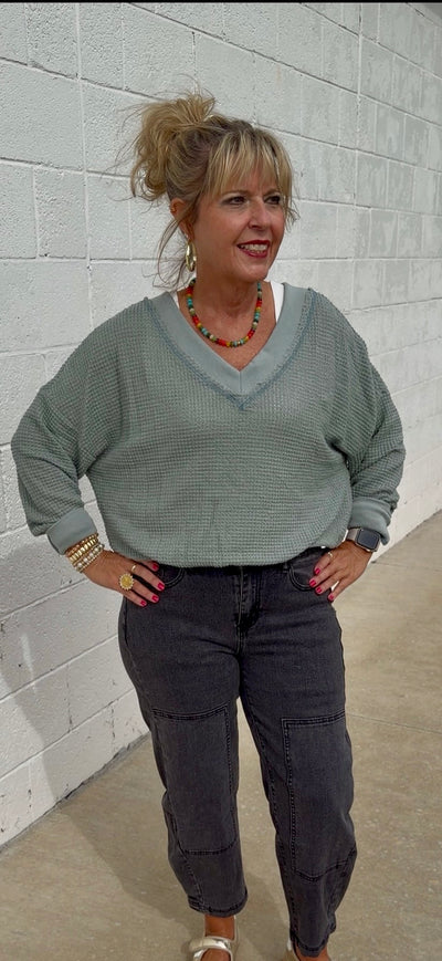 Willa Textured V-Neck Top
