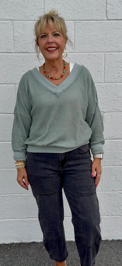 Willa Textured V-Neck Top